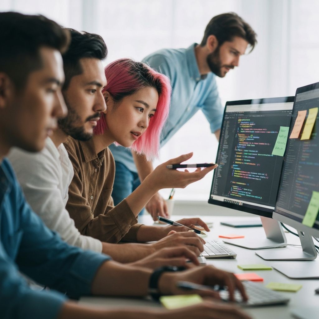Developers collaborating on software